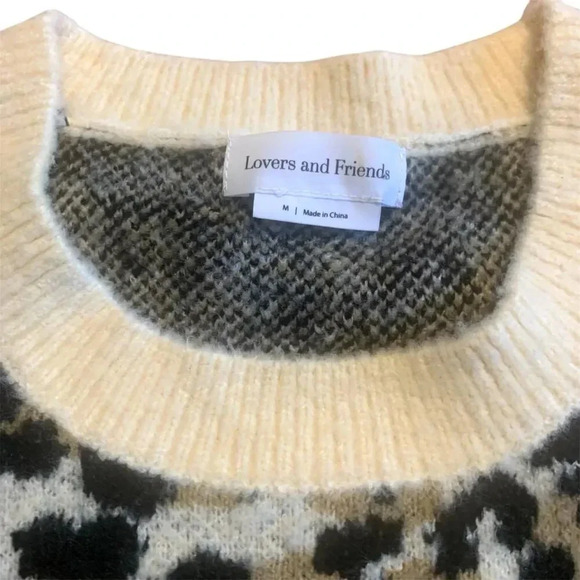 Lovers + Friends Hali Leopard Crop Sweater in Brown/Black Multi- Sz M - Picture 3 of 8